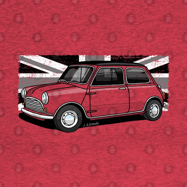 The classic English sport utility vehicle with Union Jack background by jaagdesign